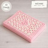Mühre B5 19X26CM Kalp Detay Pembe Beyaz Amigurumi Örgü Kitap Kılıfı Organizer Ajanda Defter Kuran