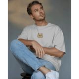 Muhtar Store Erkek Iran Kedisi Baskılı Oversize Tişört – Minimal Persian Cat Tasarım - Beyaz