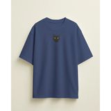 Muhtar Store Erkek Siyah Kedi Baskılı Oversize Tişört – Minimal Black Cat Tasarım - Lacivert - XL