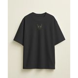 Muhtar Store Erkek Siyah Kedi Baskılı Oversize Tişört – Minimal Black Cat Tasarım