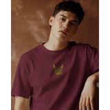 Muhtar Store Erkek Tekir Kedi Baskılı Oversize Tişört – Minimal Tabby Cat Tasarım - Bordo - XL