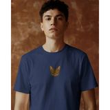 Muhtar Store Erkek Tekir Kedi Baskılı Oversize Tişört – Minimal Tabby Cat Tasarım - Lacivert - 2XL