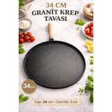 Muhtelif 34 cm Granit Krep Tavası Çift Taraflı Bazlama Tava Granit Tava Yumurta Tavası Çok Amaçlı Tava - 1 - Siyah