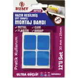Muhtelif Bumy 30*25 mm Ebatlı Çift Taraflı Montaj Bandı Beyaz