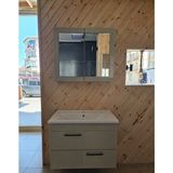 Muhtelif Mrclk Bej 80 cm Banyo Alt Çekmeceli Dolap + Üst Dolap + Lavabo - Vizon - Antasit - Gri