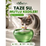 Muhtelif Papatya Şeklinde Otomatik Kedi-Köpek Işıklı Su Pınarı 2lt - Yeşil