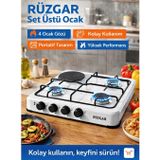 Muhtelif Rüzgar Set Üstü Ocak – 4 Gözlü (1 Taşlı) Beyaz