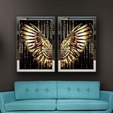 Muhteşem Melek Kanatları Temalı Aynalı Çerçeveli 2 li Kanvas Tablo Seti 100x70 cm 3SETKNT003