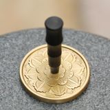 Mühür Mumu Pirinç Damga 50Mm 3D Lotus Desen A + Sandal Ağacı Sap