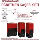Mühürşah 3'lü Öğretmen Kaşesi Seti - Kişiye Özel, Motive edici kaşe - Kırmızı