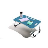Muitomas, Smart Working katlanır masa, plastik ve metal, katlanabilir, içecek tutuculu ve tablet standlı, yatak ve kanepe için, 60 x 40 x 30 cm, mavi yeşil