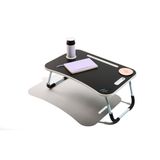 Muitomas, Smart Working katlanır masa, plastik ve metal, katlanabilir, içecek tutuculu ve tablet standlı, yatak ve kanepe için, 60 x 40 x 30 cm, siyah
