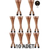 Müjde 10'lu Paket Bronz Renk (38) İnce Lastikli Dizüstü Kadın Çorap 20 Den - Kaymaz Jartiyer Çorabı - Özel İmalat Uyku Bandı HEDİYELİ