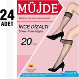 Müjde 20 Den Ince Dizaltı Çorap 24'lü - Standart - Siyah