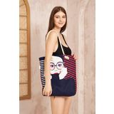 Mujer Elegante Pop Art Desenli Dijital Baskılı Fermuarlı Kumaş Plaj Çantası