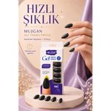 MUJGAN 12’li Badem Şekilli Kendinden Yapışkanlı Takma Tırnak Seti Siyah Renk
