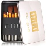 MUJGAN 12'li Metal Kutulu Makyaj Fırça Seti Yumuşak Kıllar ile Profesyonel Kullanım İçin