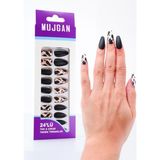 MUJGAN 24'lü Parlak Siyah-Beyaz Zebra Desen Takma Tırnak T-82 C - Siyah - Beyaz