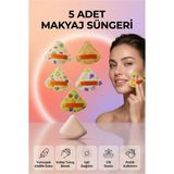 MUJGAN 5'li Pizza Dilimli Üçgen Pudra Pufu Makyaj Süngeri - Parmak Bantlı - Sarı