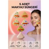 MUJGAN 5'li Pizza Dilimli Üçgen Pudra Pufu Makyaj Süngeri - Parmak Bantlı