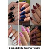 MUJGAN 6'lı 24'lü Takma Tırnak Seti Renkli Kendinden Yapışkanlı 144 Adet Kullanım Kolaylığı