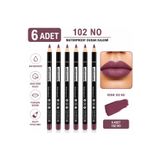 MUJGAN 6'lı Dudak Kalemi Seti No:102 Kalıcı Yumuşak Sürüm Lip Liner Kalem