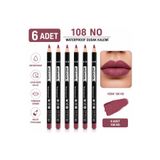 MUJGAN 6'lı Dudak Kalemi Seti No:108 Kalıcı Yumuşak Sürüm Lip Liner Kalem