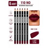 MUJGAN 6'lı Dudak Kalemi Seti No:110 Kalıcı Yumuşak Sürüm Lip Liner Kalem