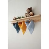 Mujo Baby & Kids 4 Katlı Müslin Bandana Önlük Seti - % 100 Pamuk (3 Adet) - 0 - 2 Yaş - Mavi