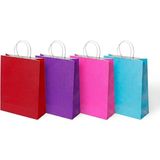 Muka Büküm Saplı 31x41x12cm Kraft- Kağıt Poşet 4 Farklı Renk x 6 Adet -Pakette 24 Adet- - 31x41cm