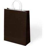 Muka Büküm Saplı Kraft Çanta 15X20X8 cm Pakette 24 Ad - Siyah