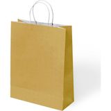 Muka Büküm Saplı Kraft- Kağıt Poşet 18x24x8 cm 24 Adet - Altın