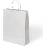 Muka Büküm Saplı Kraft- Kağıt Poşet 18x24x8 cm 24 Adet - Beyaz