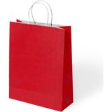 Muka Büküm Saplı Kraft- Kağıt Poşet 18x24x8 cm 24 Adet - Kırmızı