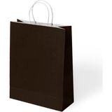 Muka Büküm Saplı Kraft- Kağıt Poşet 18x24x8 cm 24 Adet - Siyah