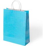 Muka Büküm Saplı Kraft- Kağıt Poşet 18x24x8cm 24 Adet - Mavi
