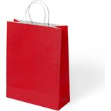 Muka Büküm Saplı Renkli Kağıt-Kraft Poşet 25X31 cm Pakette 24 Adet - Kırmızı