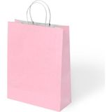 Muka Büküm Saplı Renkli Kağıt-Kraft Poşet 25X31 cm Pakette 24 Adet - Pembe