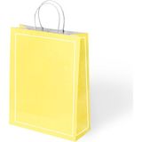 Muka Büküm Saplı Renkli Kağıt-Kraft Poşet 25X31 cm Pakette 24 Adet - Sarı - Beyaz