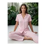 Muka Çizgili Düğmeli Pijama Takımı