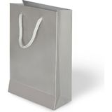 Muka Ip Saplı Lüks Karton Çanta 20X25X8 cm Pakette 24 Adet - Gümüş