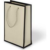 Muka Ip Saplı Lüks Karton Çanta 26x40 cm Pakette 10 Adet - Mat Krem