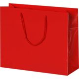 Muka Ip Saplı Lüks Karton Çanta 42X38X12 cm Pakette 10 Ad - Kırmızı