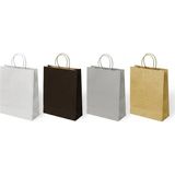 Muka Pakette 4 Farklı Renk 31x41x12cm Büküm Saplı Kraft- Kağıt Poşet 24 Adet ( 4 Renk x 6 Adet ) - 31x41cm