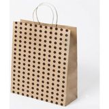 Muka Puantiyeli Büküm Saplı Kraft- Kağıt Poşet 18X24X8 cm 24 Adet