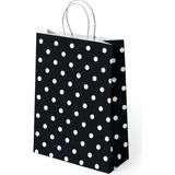 Muka Puantiyeli Büküm Saplı Kraft- Kağıt Poşet 25X31X12 cm 24 Adet - Siyah