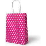 Muka Puantiyeli Büküm Saplı Kraft- Kağıt Poşet 25X31X12 CM24 Adet - Fuşya