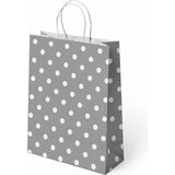 Muka Puantiyeli Büküm Saplı Kraft- Kağıt Poşet 25X31X12 CM24 Adet - Gümüş