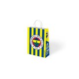 Muka Sarı Lacivert Büküm Saplı Kraft Kağıt Çanta-poşet 18x24 Pakette 12 Adet