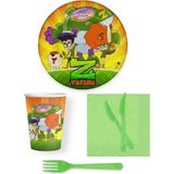 Muka Z Takım Lüks Kullan At Set Karton Tabak-Karton Bardak-Kağıt Peçete-Plastik Çatal-Bıçak 16 Kişilik 96 Parça - Açık Yeşil